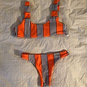 Zaful orange stripe bikini set